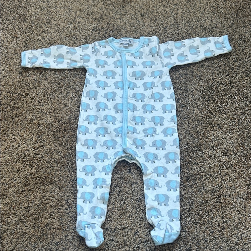 Adorable Magnolia Baby Blue Elephant Print Footie Size 3 months Never Worn